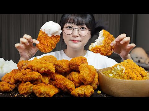 Видео: Жареный цыпленок с сырной приправой🧀🍗Mukbang ASMR