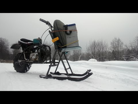 Видео: Мотосани "Драндулет 2" -выгрузка, сборка (minibike snow)