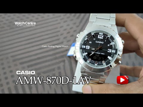 Видео: Аналогово-цифровые мужские наручные часы Casio AMW-870D-1AV с мировым временем и батарейкой на 10...