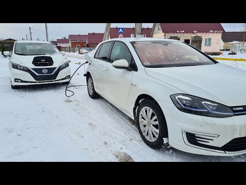 Видео: Быстро!!! Зарядить электромобиль в домашних условиях!! VW e-Golf 35.8 kwh и Nissan leaf ze1 40 kwh.