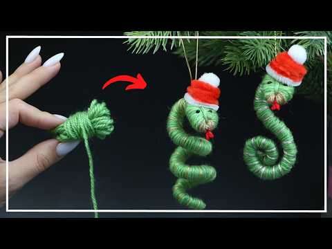 Видео: ЛЕГКО и НЕОБЫЧНО! Милая ЗМЕЙКА из пряжи на новогоднюю елку 🐍Yarn Snake making 🎄  DIY NataliDoma