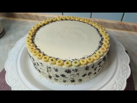 Видео: Нежный лимонный торт суфле с маковым бисквитом #тортсуфле