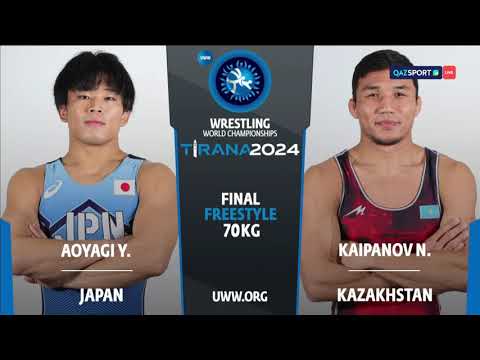 Видео: 🇰🇿Нуркожа Кайпанов - второй чемпион мира по вольной борьбе из Казахстана! Финал с 🇯🇵Йошиносукэ Аояги