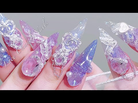 Видео: sub) Блестящие кружевные ногти Chanel!💖✨/🇰🇷Корейский маникюр / Дизайн ногтей / ASMR