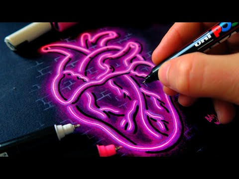 Видео: Как рисовать СВЕЧЕНИЕ как ПРОФИ *урок по неоновым огням на бумаге*