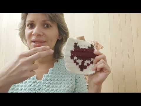 Видео: Жаккард Крючком Столбиками с Накидом Поворотными Рядами