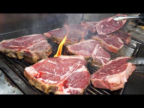 Видео: вкусно! Стейк и паста на гриле в итальянском стиле от знаменитого шеф-повара / корейская уличная еда