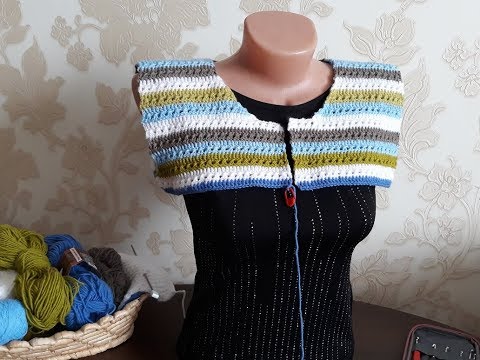Видео: Жакет крючком (из остатков пряжи). Часть 4.