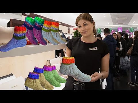 Видео: Вязаные тапочки носки.#(2025)