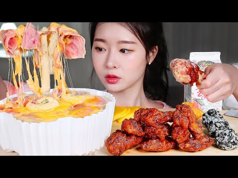 Видео: ASMR * Лучшее сочетание ★ Ттеокбокки с острым трюфелем и пряные куриные и рисовые шарики MUKBANG