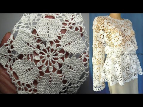 Видео: Не менее красивый шестиугольник для кофты крючком