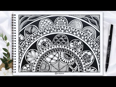 Видео: Дизайны в стиле зентангл 🌼 Расслабляющее творческое дудл-арт