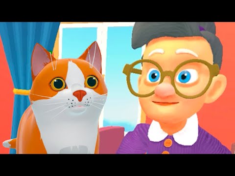 Видео: Кот и Бабка Симулятор #1 Cat vs Gran Prank Game с Кидом на пурумчата