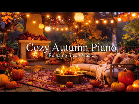 Видео: Спокойная осенняя атмосфера на балконе. Звуки пианино и камина.