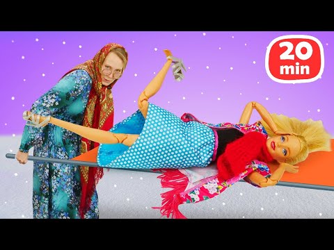 Видео: Игры в куклы Барби. Веселое видео для девочек Баба Маня 20 минут — Барби попала в больничку?