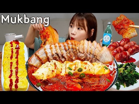 Видео: Sub)Real Mukbang- Острая тушеная свинина, кимчи 🔥 Рулет из омлета 🧈Колбаса 🥓 ASMR КОРЕЙСКАЯ ЕДА