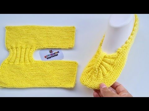 Видео: Более простые вязаные пинетки лимонно-желтого цвета