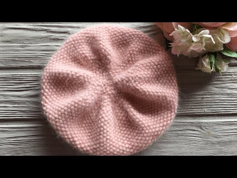 Видео: РОМАНТИЧНЫЙ БЕРЕТ "КАПРИЗ"  ЖЕМЧУЖНЫМ  УЗОРОМ ! KNITTED HAT