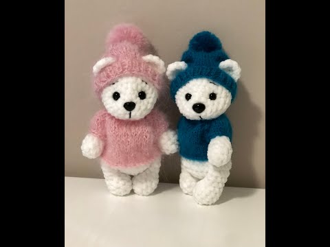 Видео: Мишутка по мк от Дарьи  Сальтевской. 17 см счастья ❤️örme ayı, knitted bear,oso tejido,ニットクマ