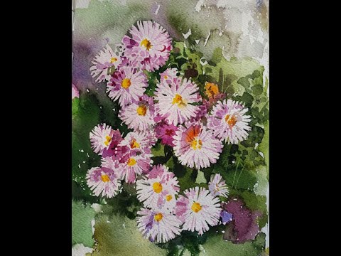 Видео: Рисуем хризантемы. Акварель.
