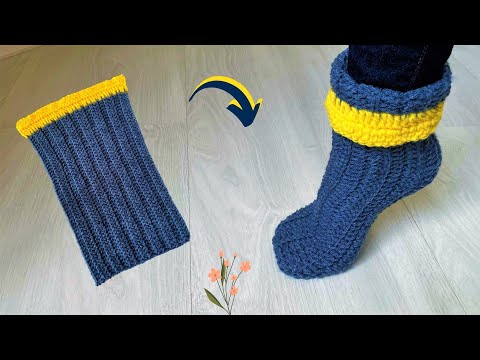Видео: ОЧЕНЬ УДОБНЫЕ НОСКИ, СВЯЗАННЫЕ КРЮЧКОМ ОЧЕНЬ ЛЕГКО В СВЯЗИ