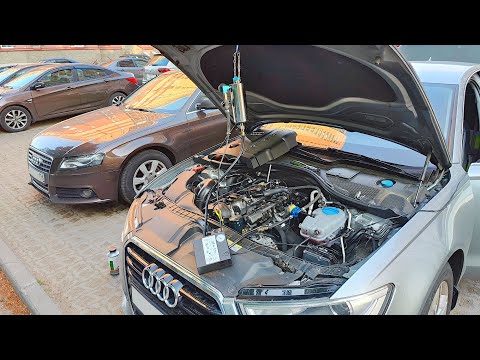 Видео: Промывка форсунок прямого впрыска без снятия TFSI Audi A6 C7 промывкой LAVR ML101