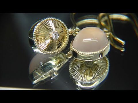 Видео: K18 K10 Pt900 Розовый кварц  Как сделать серьги
