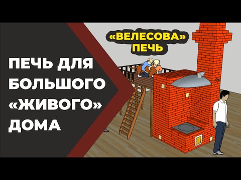 Видео: Маленькая кирпичная отопительная подовая печь для большого "Живого" дома. Велесова печь.