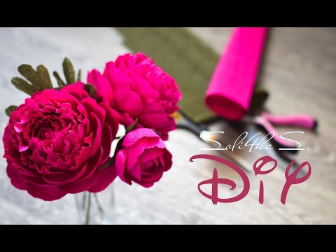 Видео: DIY soli4ka_s Піон з гофропаперу/ пион с гофробумаги/ crepe paper peony