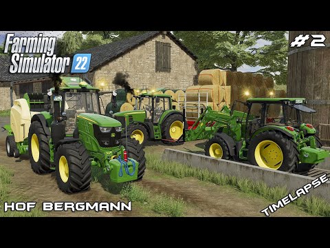 Видео: Прессование и транспортировка соломенных тюков с John Deeres | Hof Bergmann | Farming Simulator 2...