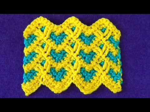 Видео: Двухцветный зигзаг с сердечками