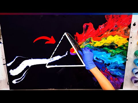 Видео: ОГРОМНЫЙ холст - заливка "Pink Floyd" 😱 НОВЫЙ инструмент для 3D-эффекта ~ радужная заливка акрилом