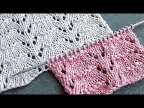 Видео: Нежный узор спицами для вязания ажурных джемперов, палантинов, летних топов