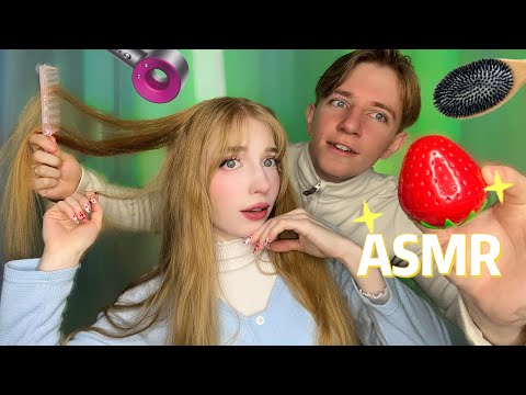 Видео: АСМР БРАТ ЗАПЛЕТЕТ МНЕ КОСИЧКИ🥰🎀💀