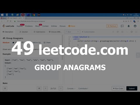 Видео: Разбор задачи 49 leetcode.com Group Anagrams. Решение на C++