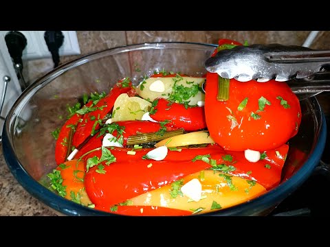 Видео: Маринованный Перец! РЕЦЕПТ быстрого приготовления! Бесподобно Вкусная Закуска!