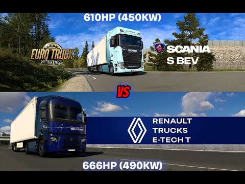 Видео: Покатушки на электро Scania S BEV Release и Renault Trucks E-Tech T в Euro Truck Simulator 2