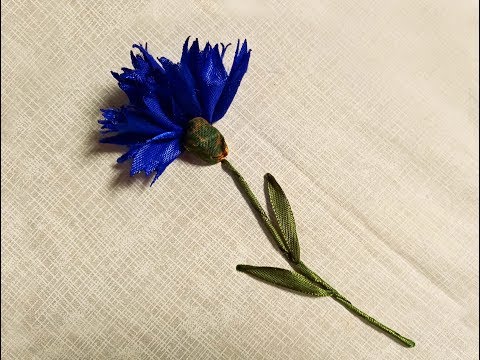 Видео: Василек луговой из атласных лент Meadow cornflower of satin ribbons