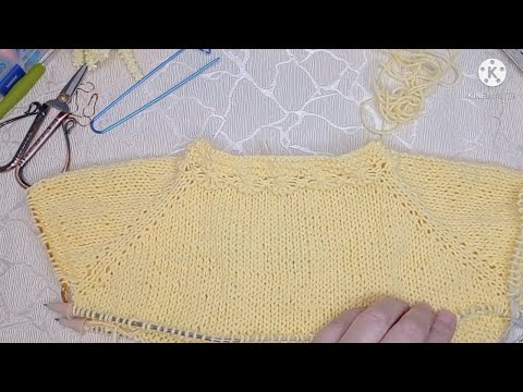Видео: Платье для девочки, реглан сверху/вяжу спицами /часть первая...🧶