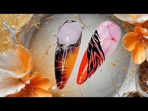 Видео: Быстро и просто. Осенний нейл-арт с растекашками. МК /Quick and easy. Autumn nail art. Nail tutorial