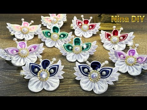 Видео: Бабочки Канзаши из Атласных Лент