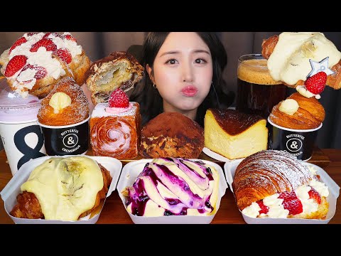 Видео: Хрустящий Десерт🥐 Круассан с заварным кремом АСМР Мукбанг ХлебㅣDessert Croissant Mukbang
