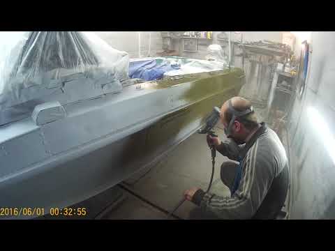 Видео: бюджетная покраска лодки в цвет хаки .