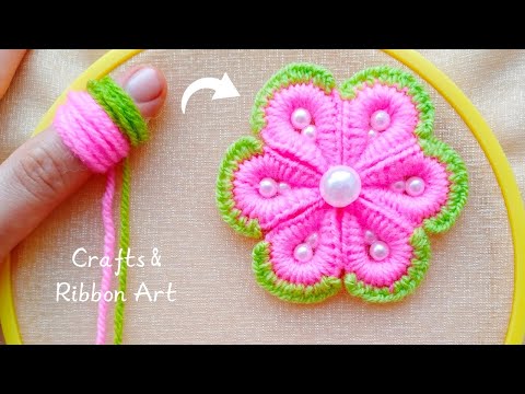 Видео: Красиво и Очень Просто 🌟💖 Применила Простой Трюк с Пальцем для Создания Удивительного Цветка Пряжи
