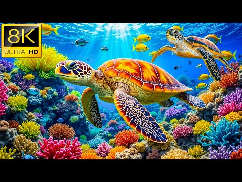 Видео: Подводные чудеса 8K — полюбуйтесь морскими животными в потрясающем аквариуме 8K 🐳 Синий океан