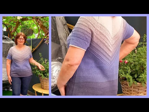 Видео: ГотоваяРабота_Футболка спицами из YarnArt "Rosegarden"/Смешенная линия реглана_НеожиданныйРезультат