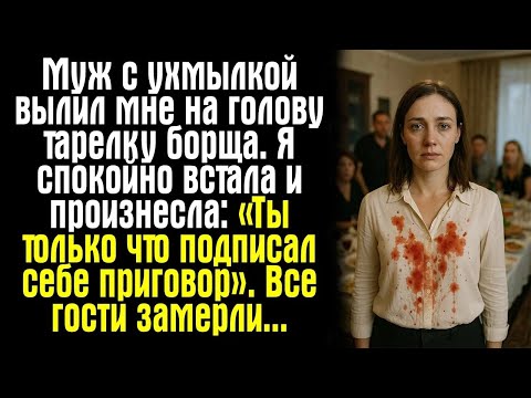 Видео: Муж с ухмылкой вылил мне на голову тарелку борща  Я спокойно встала и произнесла： «Ты только что