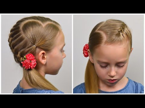 Видео: Французская коса & СЕРДЕЧКО 💜 День Святого Валентина 💜 Простая прическа для девочек #65