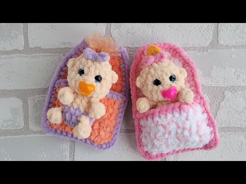 Видео: Пупс в конвертике вязаный крючком из плюшевой пряжи👼crochet baby doll😇gehäkelte Babypuppe