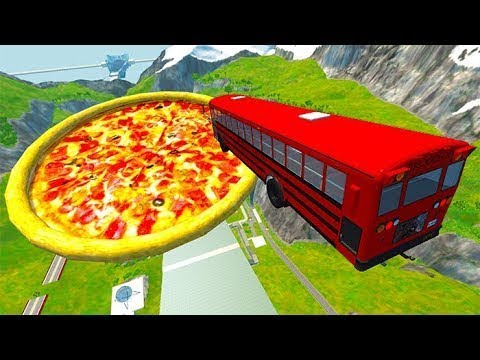Видео: Прыжки через ОГРОМНУЮ ПИЦЦУ BeamNG Drive Челлендж!